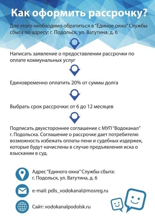 Вниманию должников МУП «Водоканал» Подольска