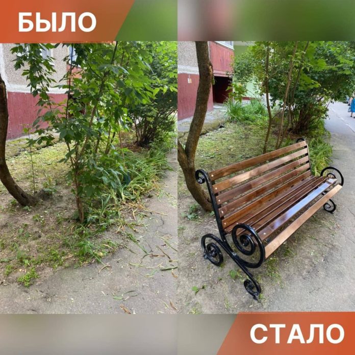 В Большом Подольске продолжается обновление скамеек