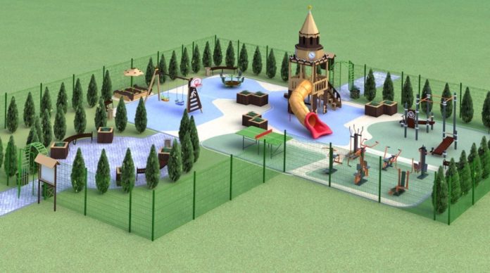 В микрорайоне Климовск устанавливают детский городок