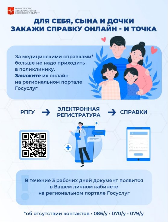 Подольчане могут получить 4 вида медсправок онлайн