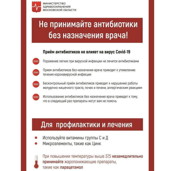 Минздрав информирует: не покупайте антибиотики без рецепта врача для лечения коронавируса