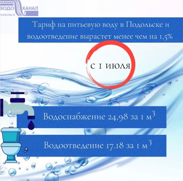 В Подольске пройдет индексация цен на холодное водоснабжение и водоотведение