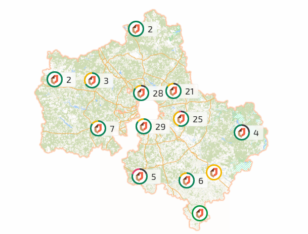 Карта загруженности МФЦ размещена на портале государственных и муниципальных услуг Московской области