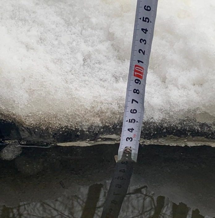 О толщине льда на Пахре 29 января