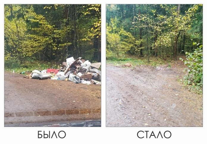 Около 10 кубометров мусора ликвидировали вдоль дороги у деревни Булатово в Подольске